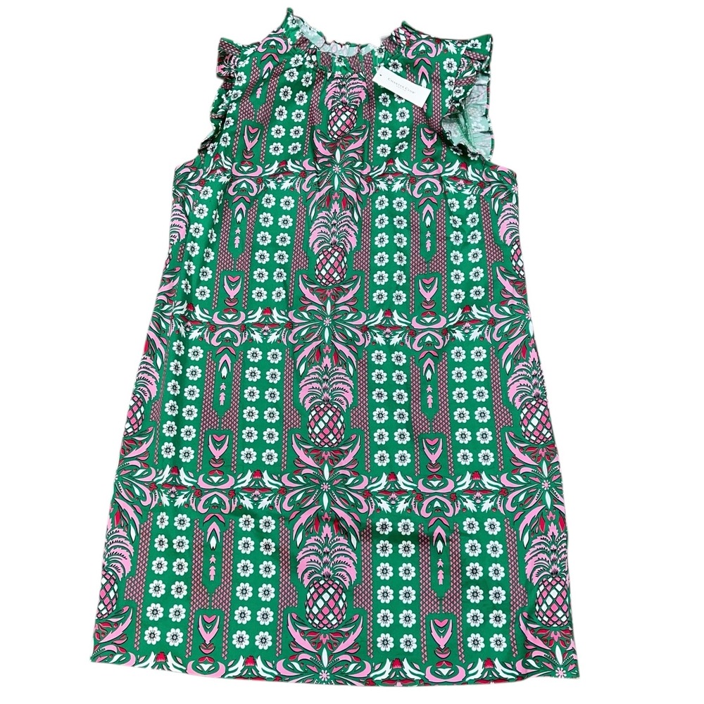 Charter Club Green Pink Bright Pine Dress Size Petite XL Preppy Floral New $89